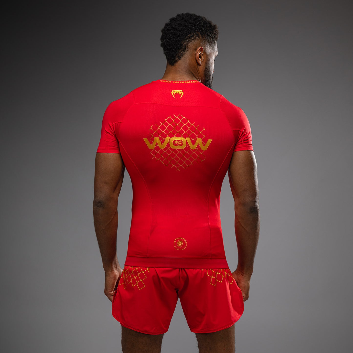 Venum x WOW FC Short Sleeve Rashguard - Fury Red/ Gold