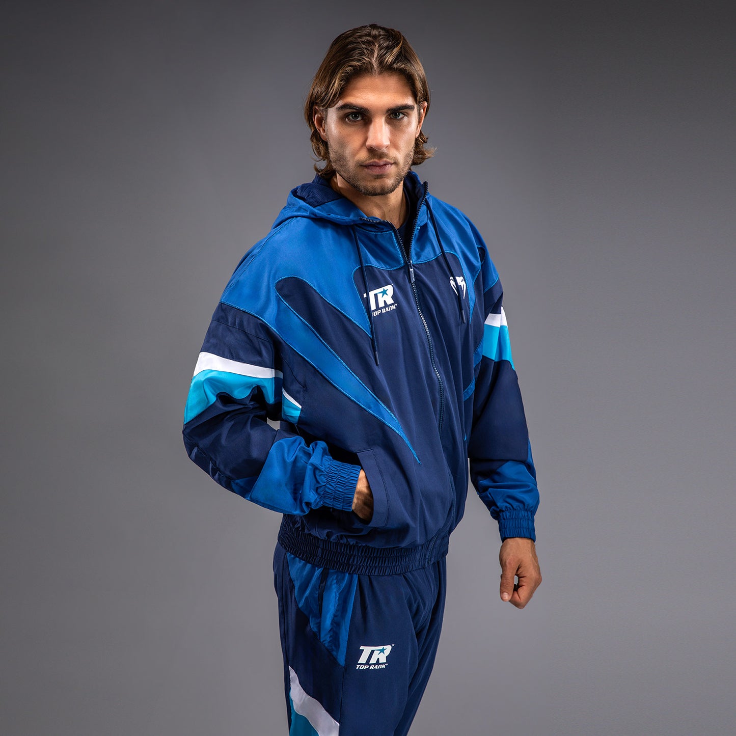 Venum x Top Rank Original Men's Hooded Tracksuit Jacket - Navy Blue
