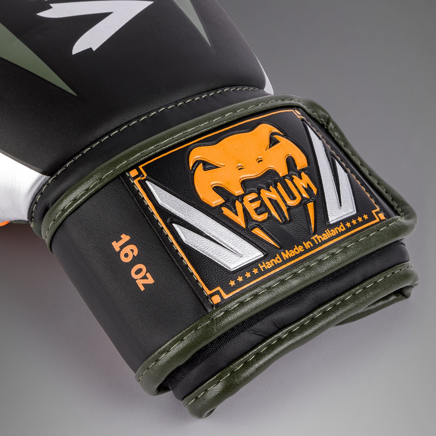 Venum Elite Boxing Gloves - Black/Silver/Kaki