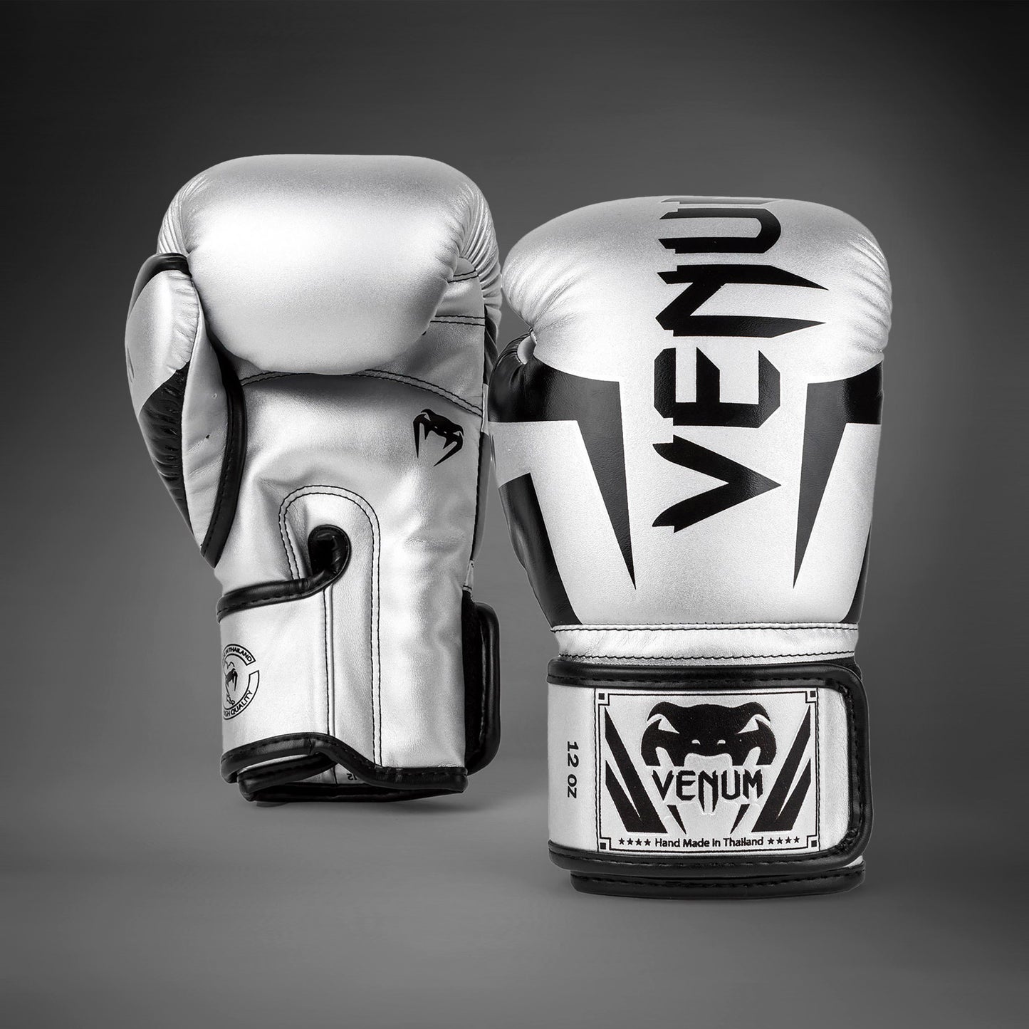 Venum Elite Boxing Gloves - Silver/Black