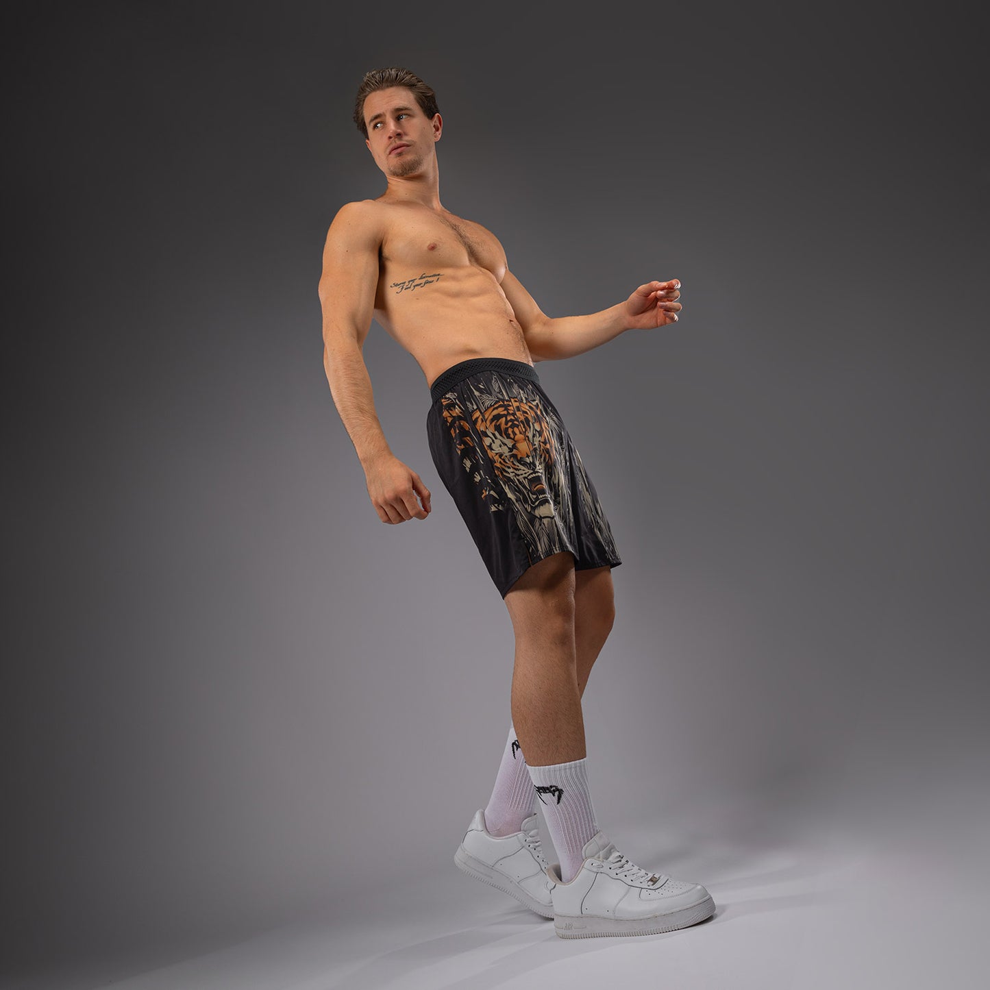 Venum Tiger Men's Training Shorts - Black/Neon Orange