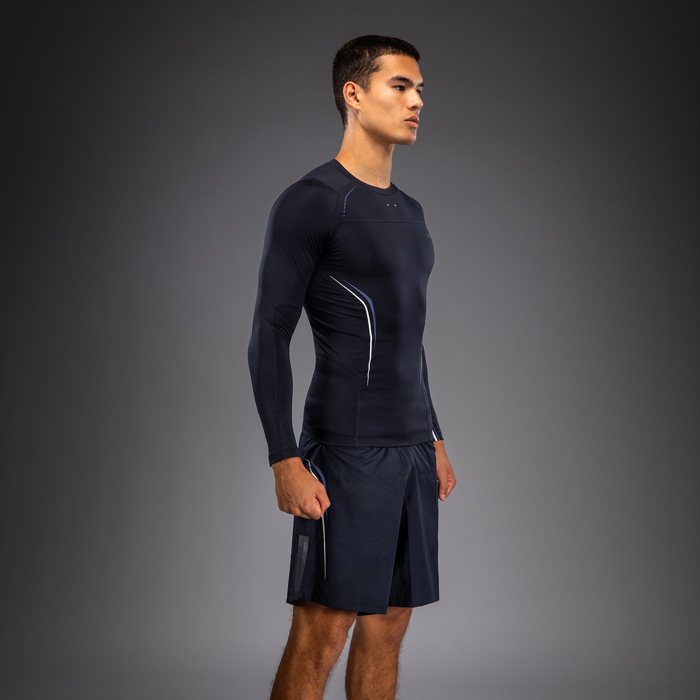 Venum G-Core Long Sleeve Rashguard - Navy Blue/White