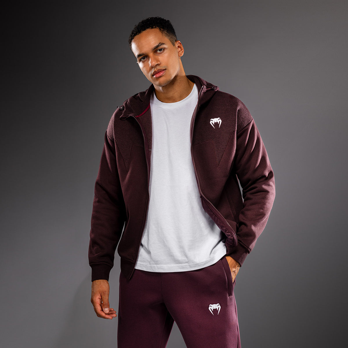 Venum Attack Fleece & Weave Track Jacket - Burgundy