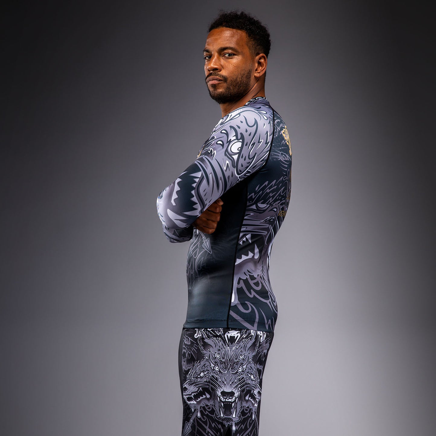 Venum Wolf Atak Long Sleeve Rashguard - Black/Grey