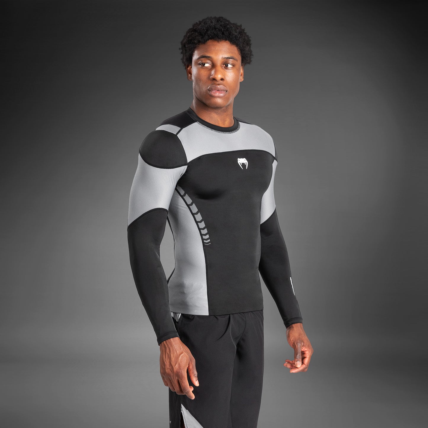 Venum Tempest Men's Long Sleeve Rashguard - Black/Grey