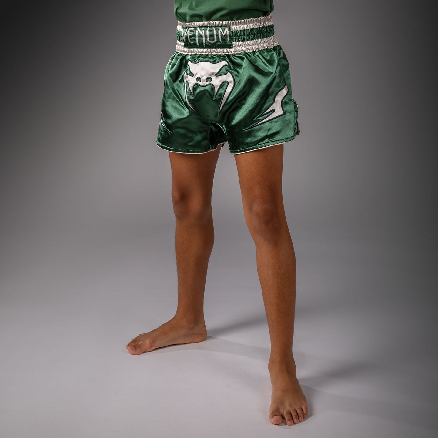 Venum Inferno Muay Thai Shorts - Forest Green/ Off White