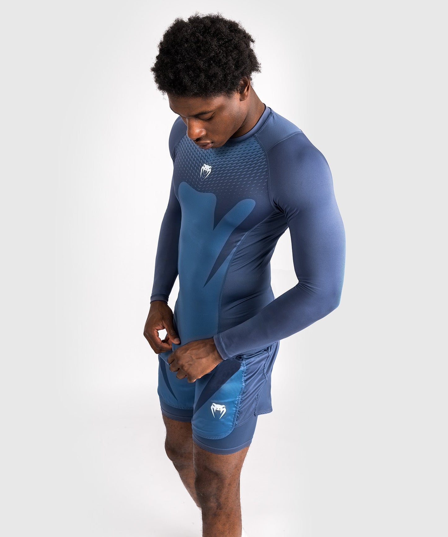 Venum Attack Men's Long Sleeve Rashguard - Navy Blue