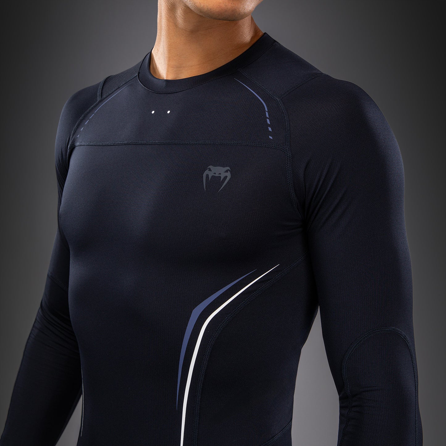 Venum G-Core Long Sleeve Rashguard - Navy Blue/White