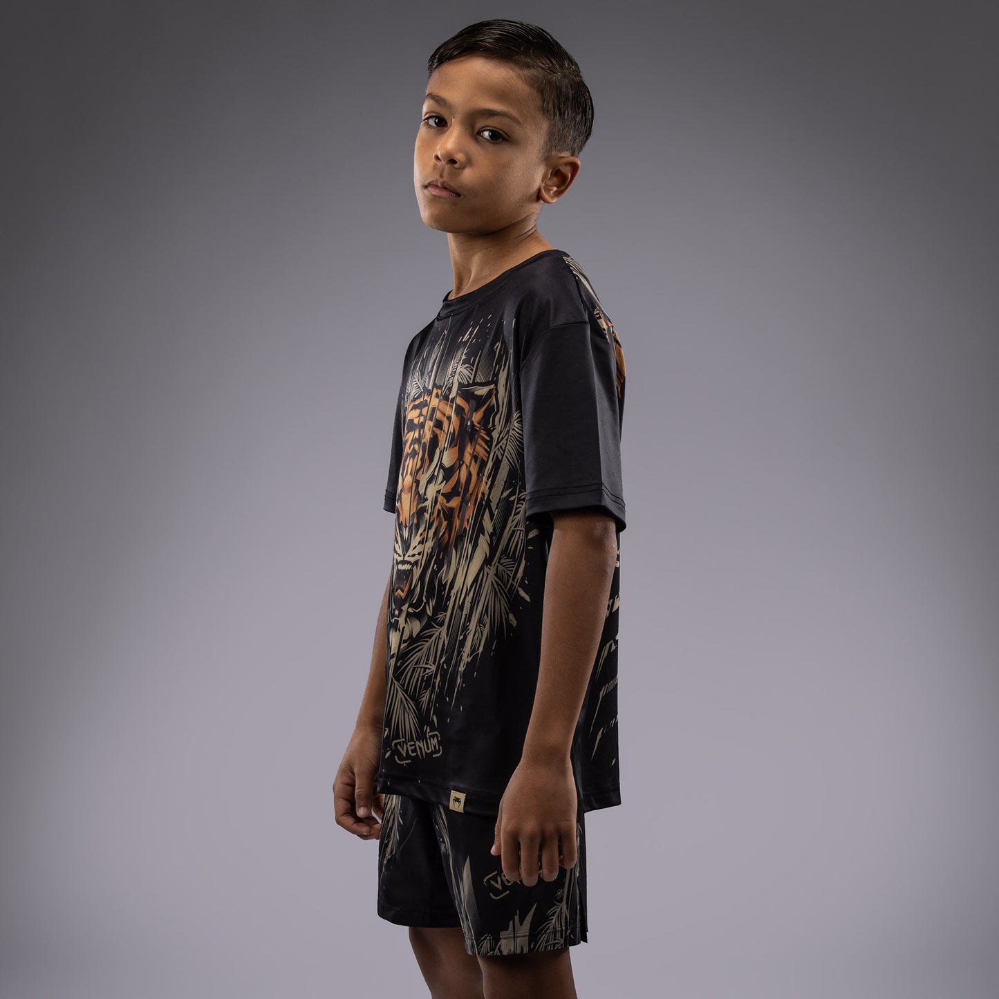 Venum Tiger Kids Dry Tech T-Shirt - Black/Neon Orange