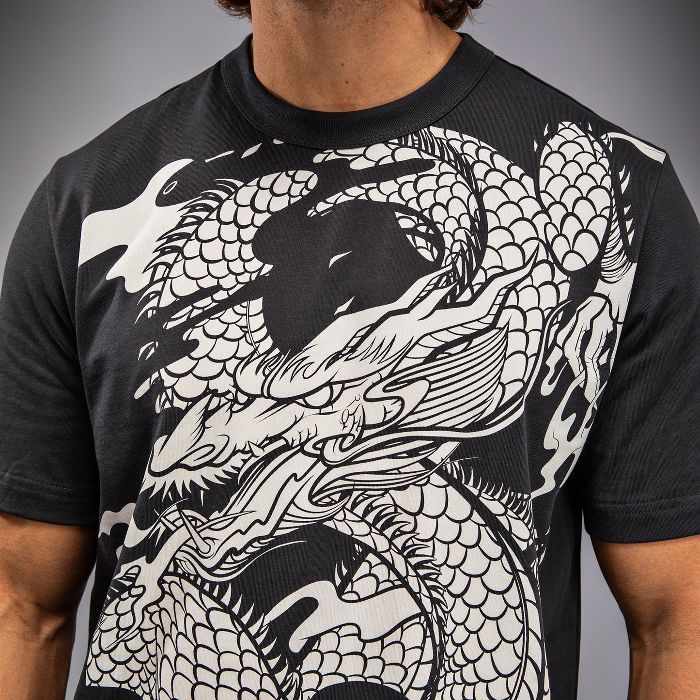 Venum Dragon’s Flight Men’s T-Shirt - Charcoal Grey/Cream White