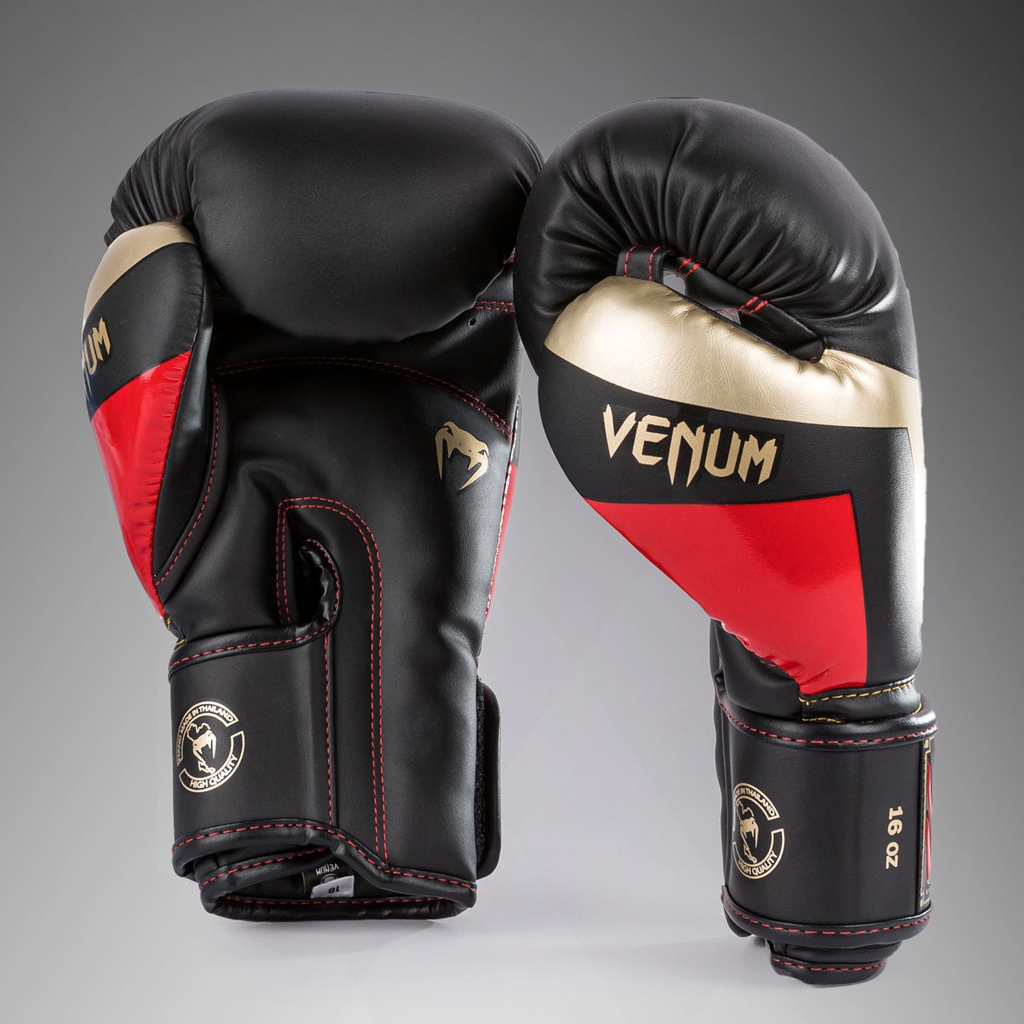 Venum Elite Boxing Gloves - Black/Gold/Red