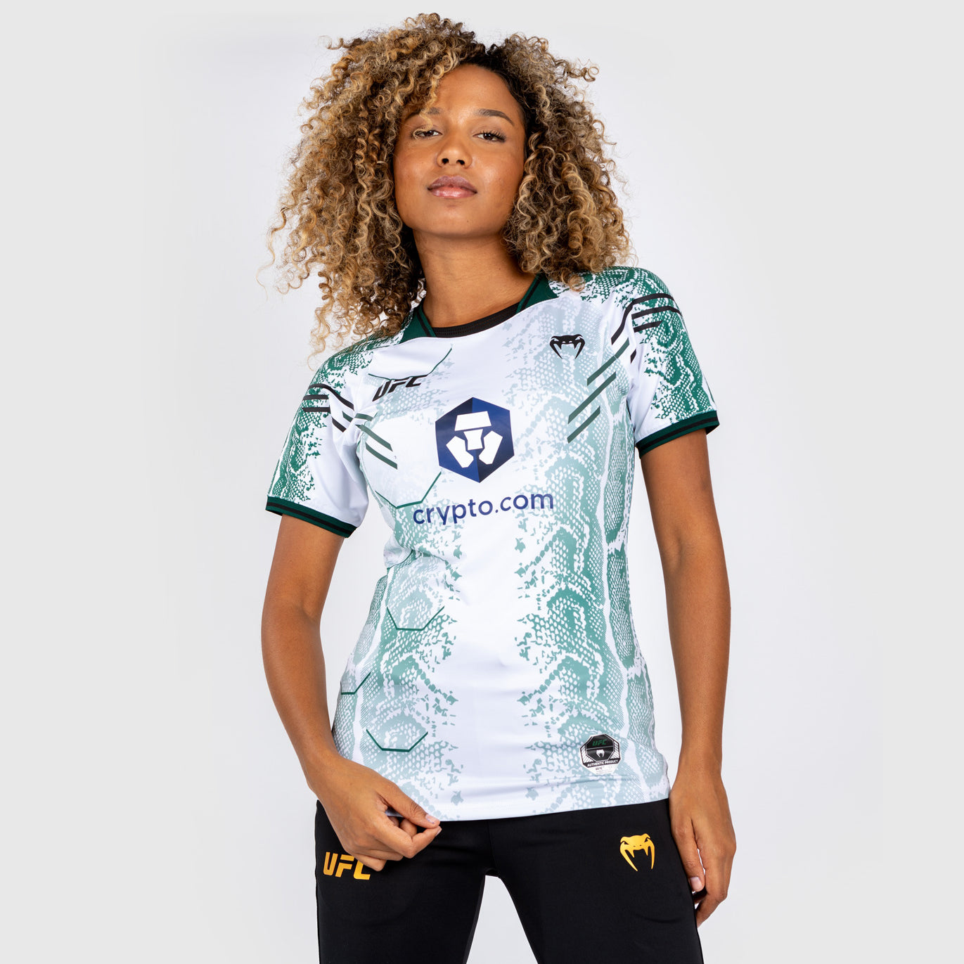 UFC Adrenaline by Venum Personalized Authentic Fight Night Women’s Walkout Jersey - Emerald Edition - White/Green
