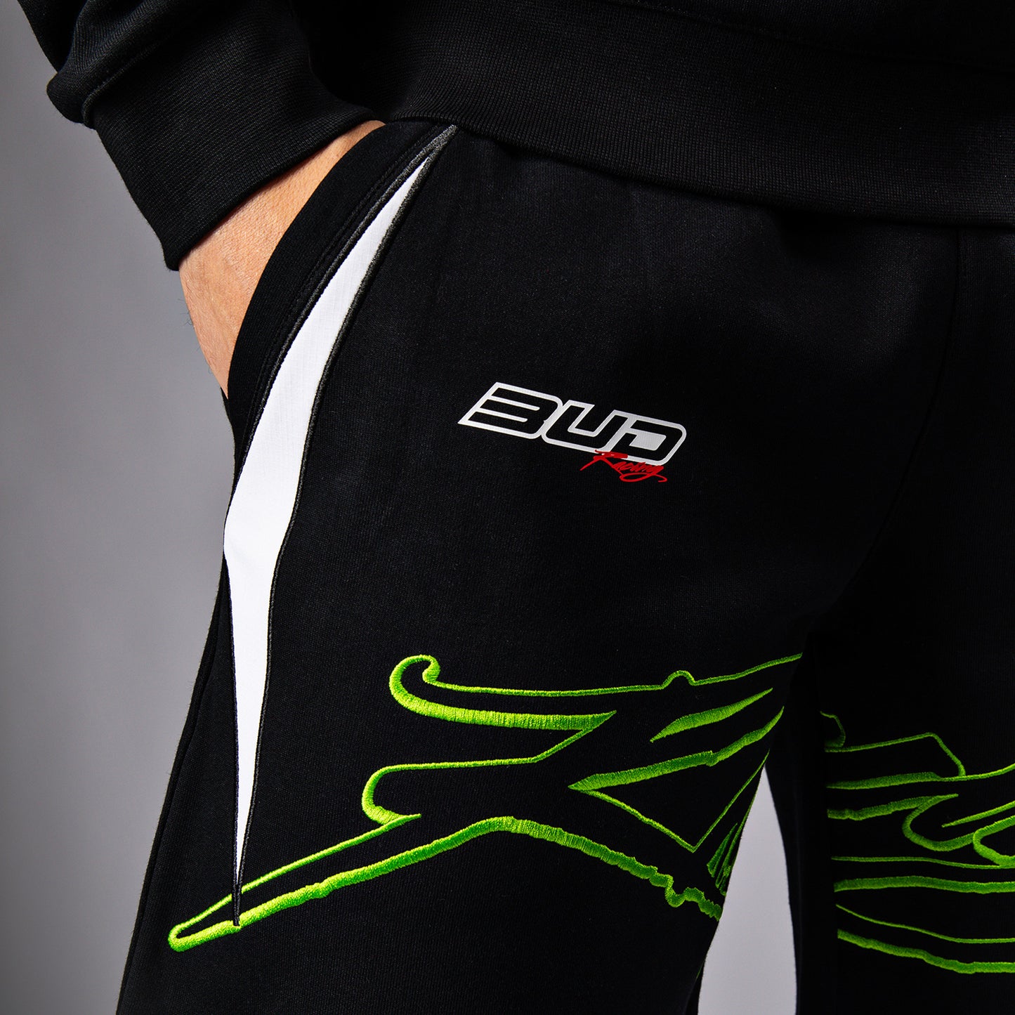 Venum x Bud Racing Men’s Cotton Shorts - Black/White/Lime Green
