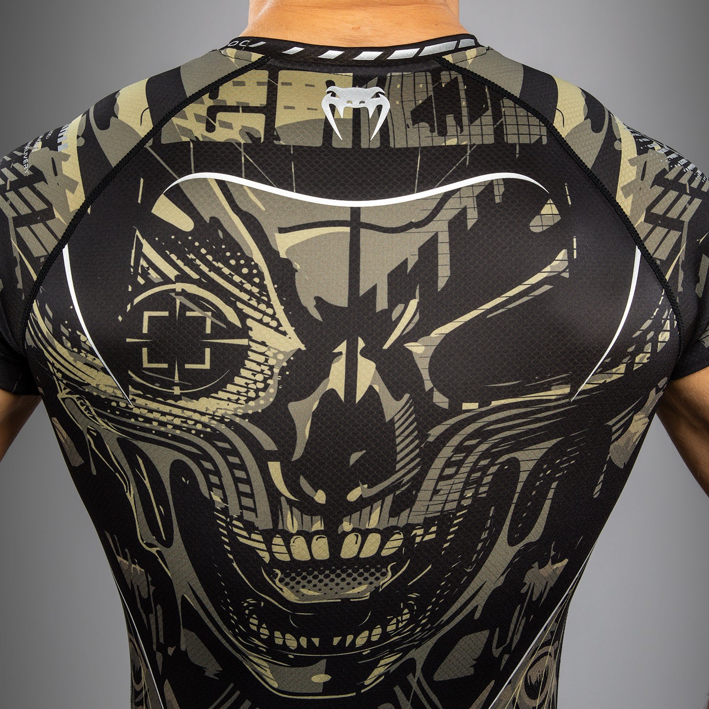 Venum Invader Short Sleeve Rashguard - Black/Sand