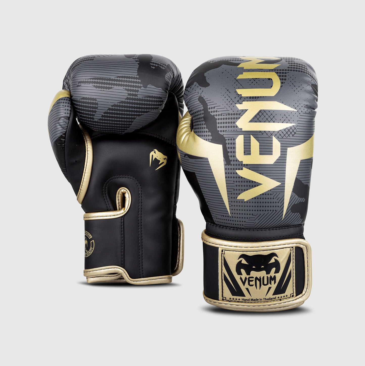 Venum Elite Boxing Gloves - Camo/Gold