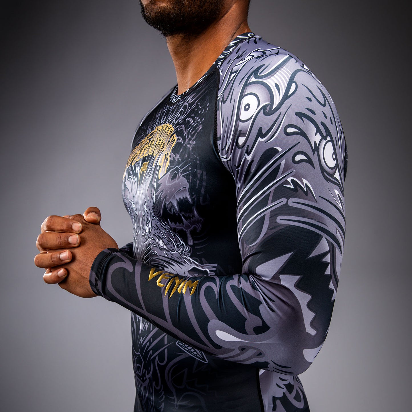 Venum Wolf Atak Long Sleeve Rashguard - Black/Grey