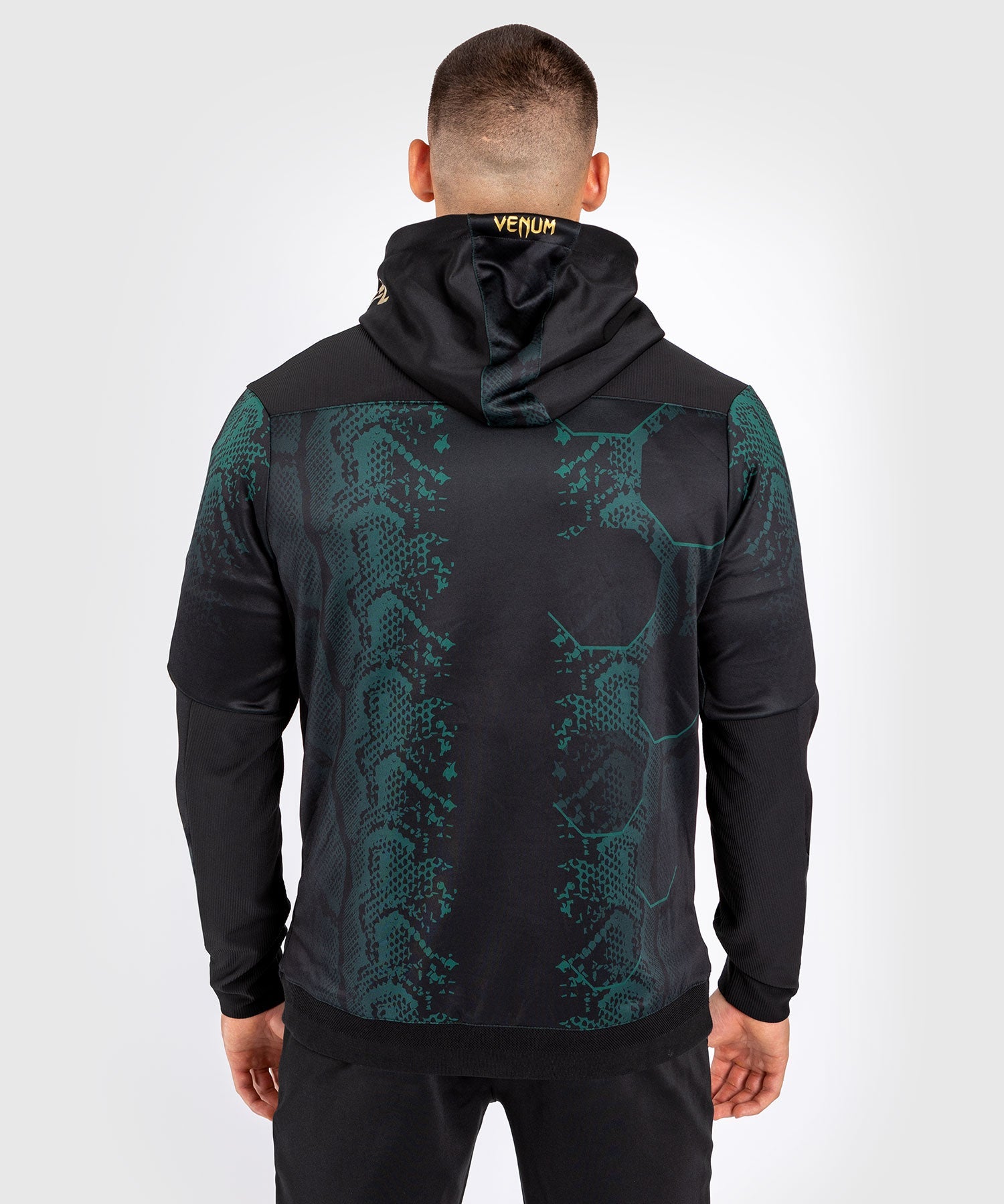UFC Adrenaline by Venum Personalized Authentic Fight Night Men s Walkout Hoodie Emerald Edition Green Black Gold