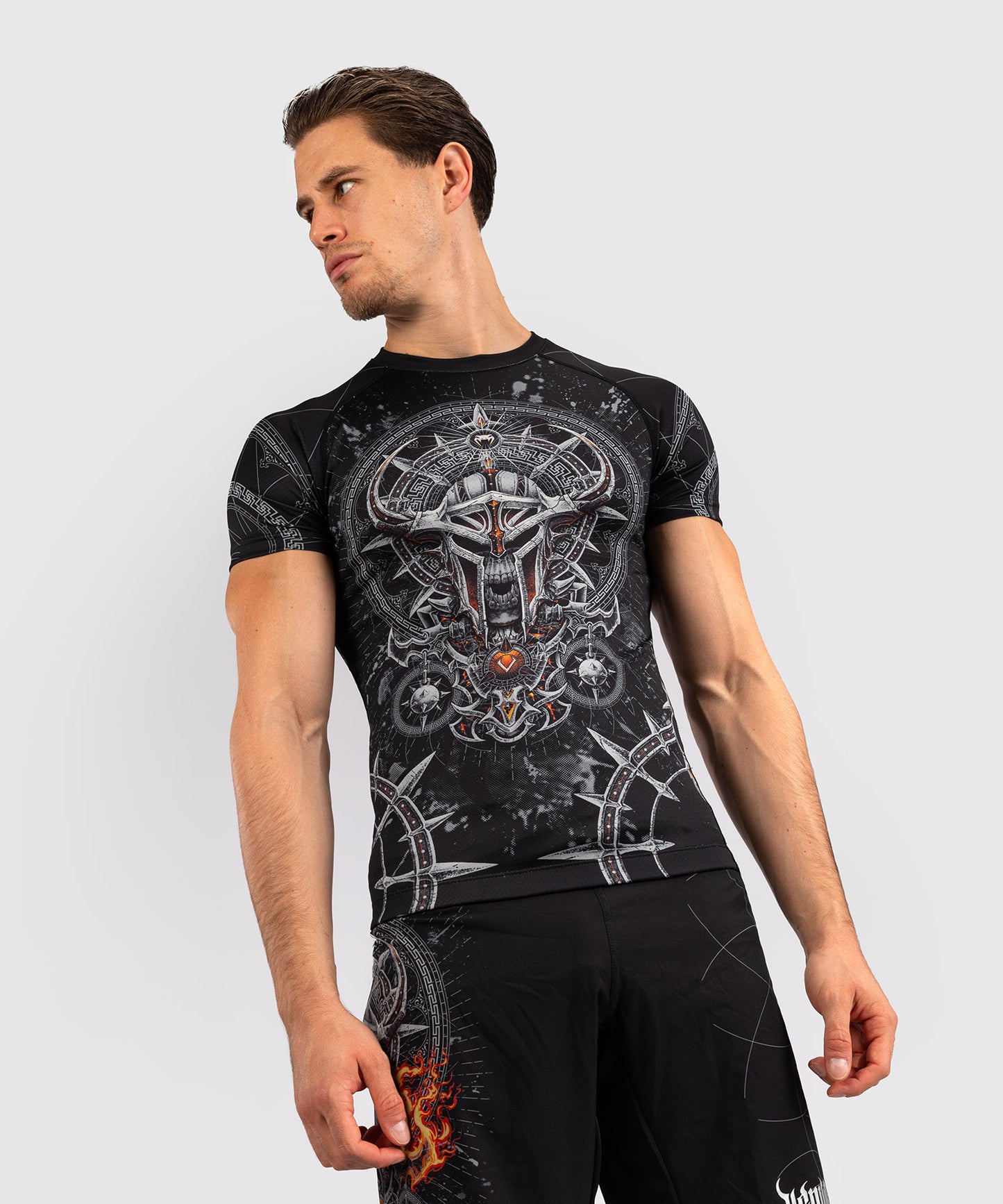 Venum Gladiator 5.0 Men's Short Sleeve Rashguard - Black/Silver