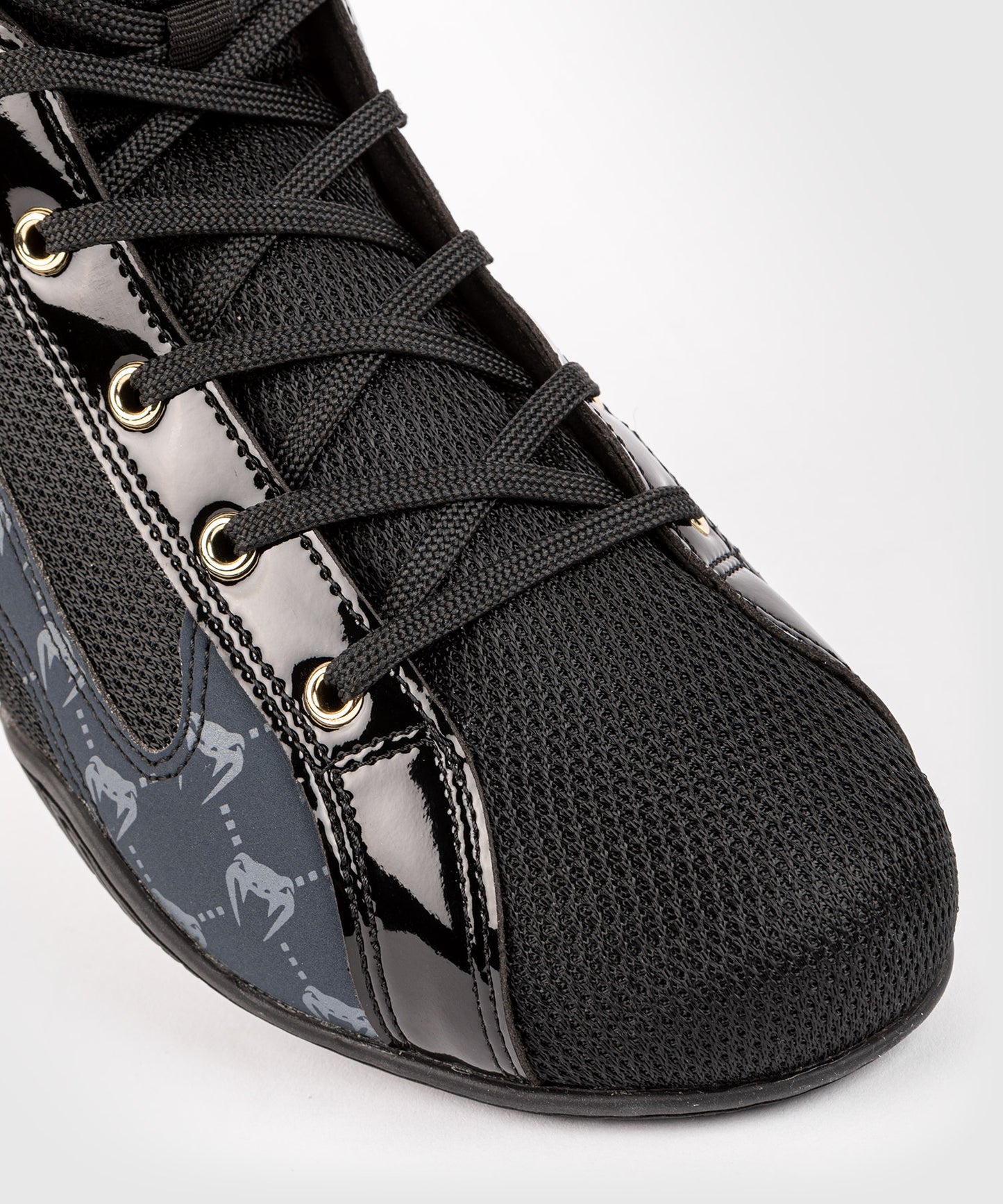 Venum Elite Evo Monogram Boxing Shoes – Black/Navy Blue