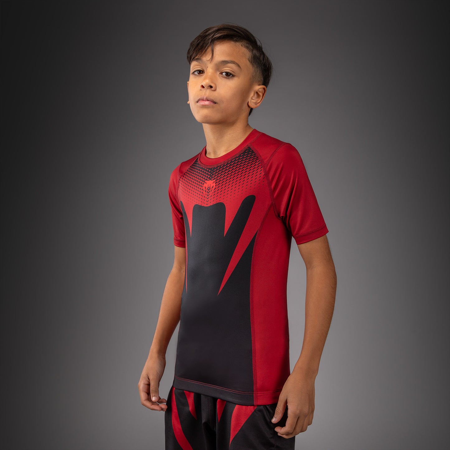 Venum Attack Kids Short Sleeve Rashguard - Black/Red