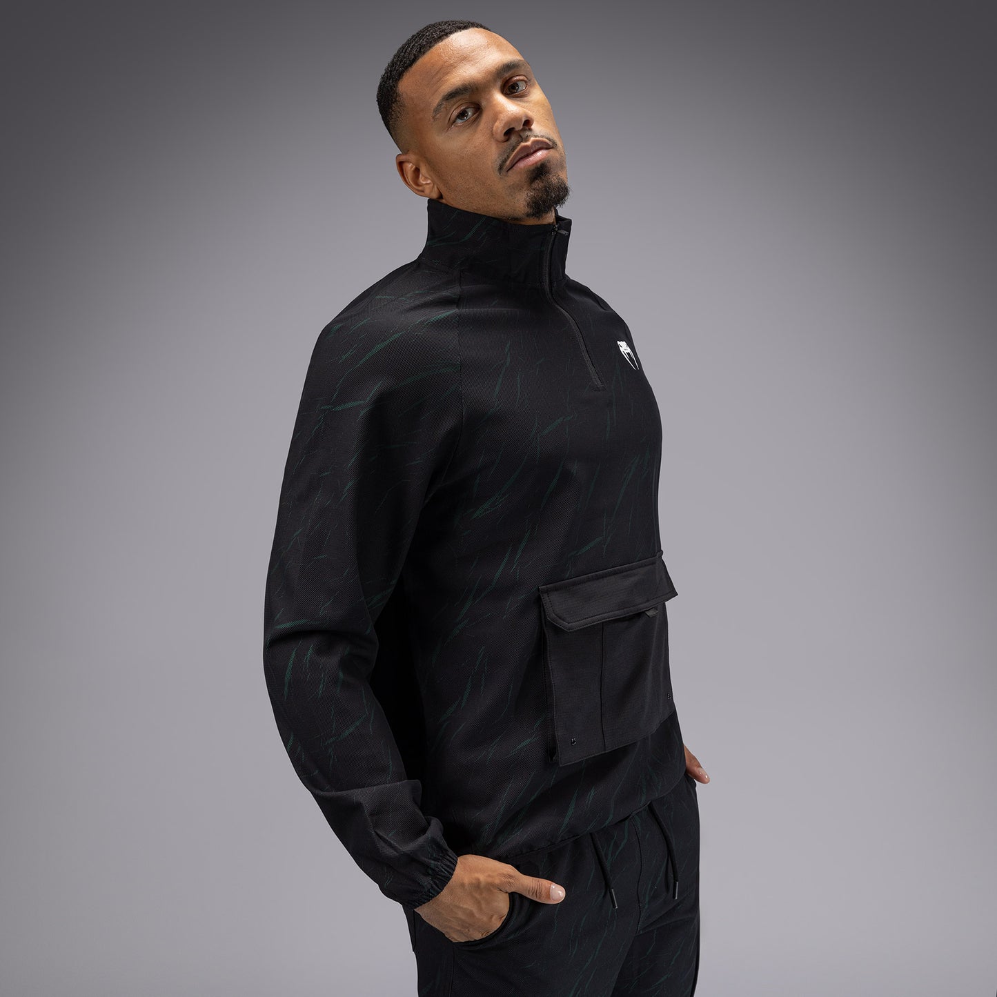 Venum Trooper Men's Half-Zip Jacket - Black/Forest Green