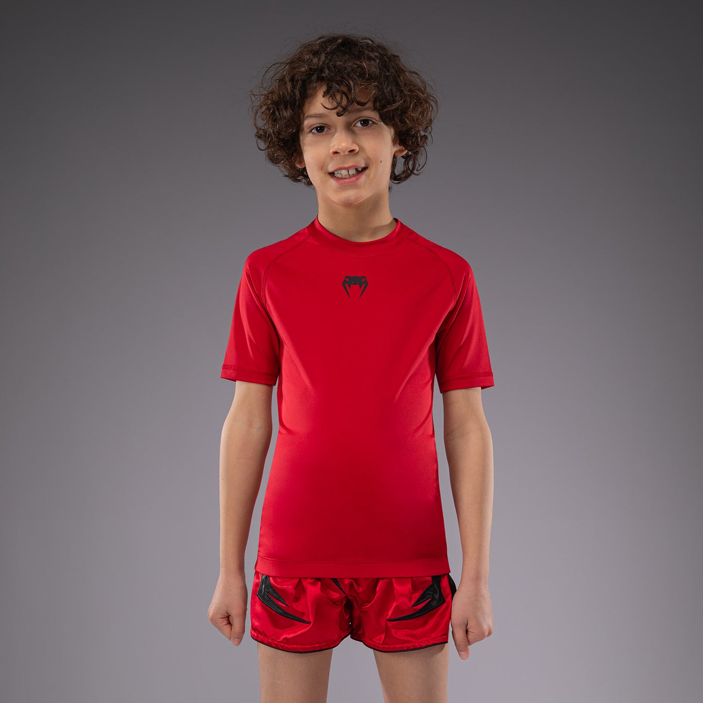 Venum Contender Kids Rashguards Short Sleeves - Cherry Red