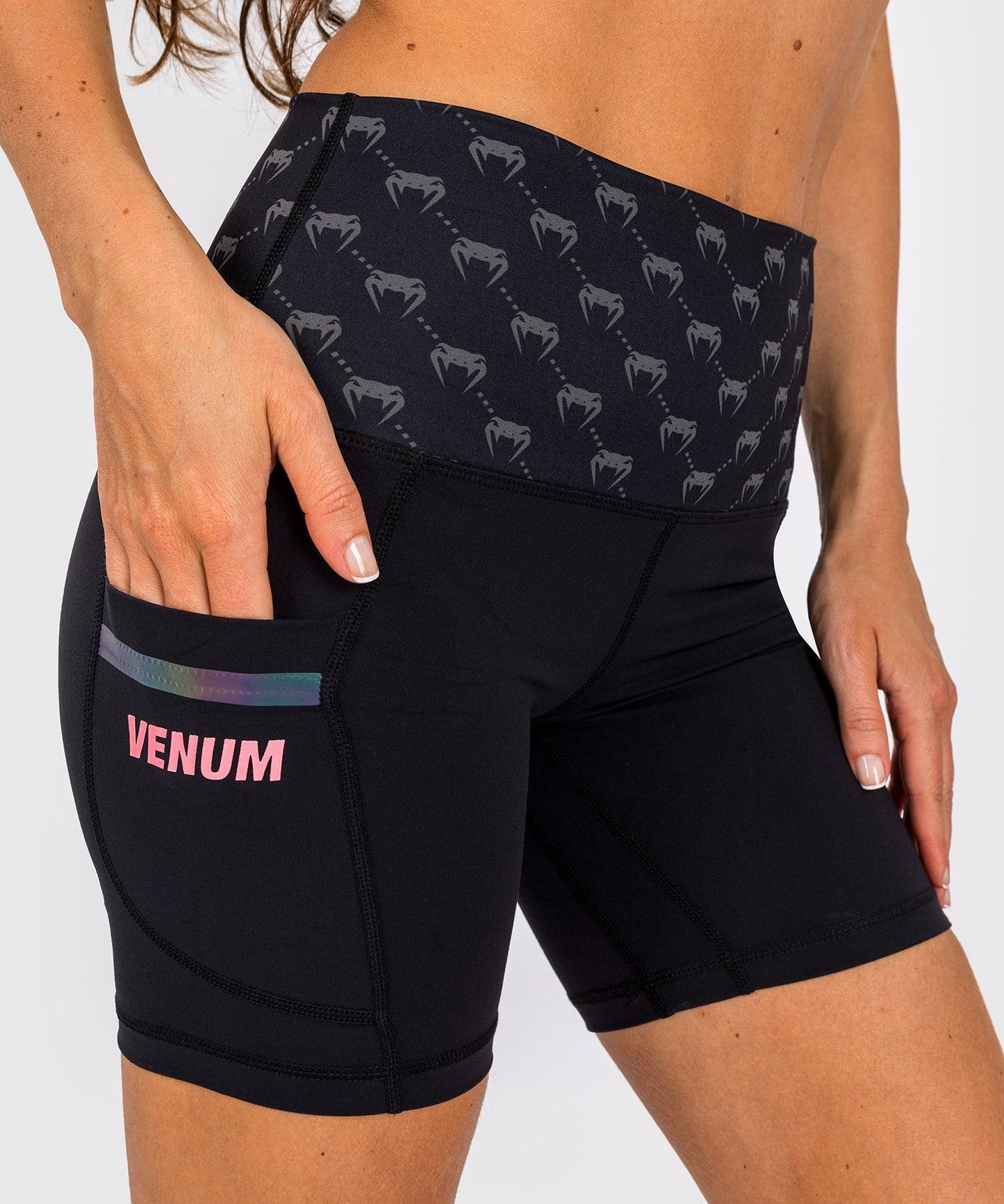 Venum Monogram Compression Shorts - For Women - Black/Pink Gold