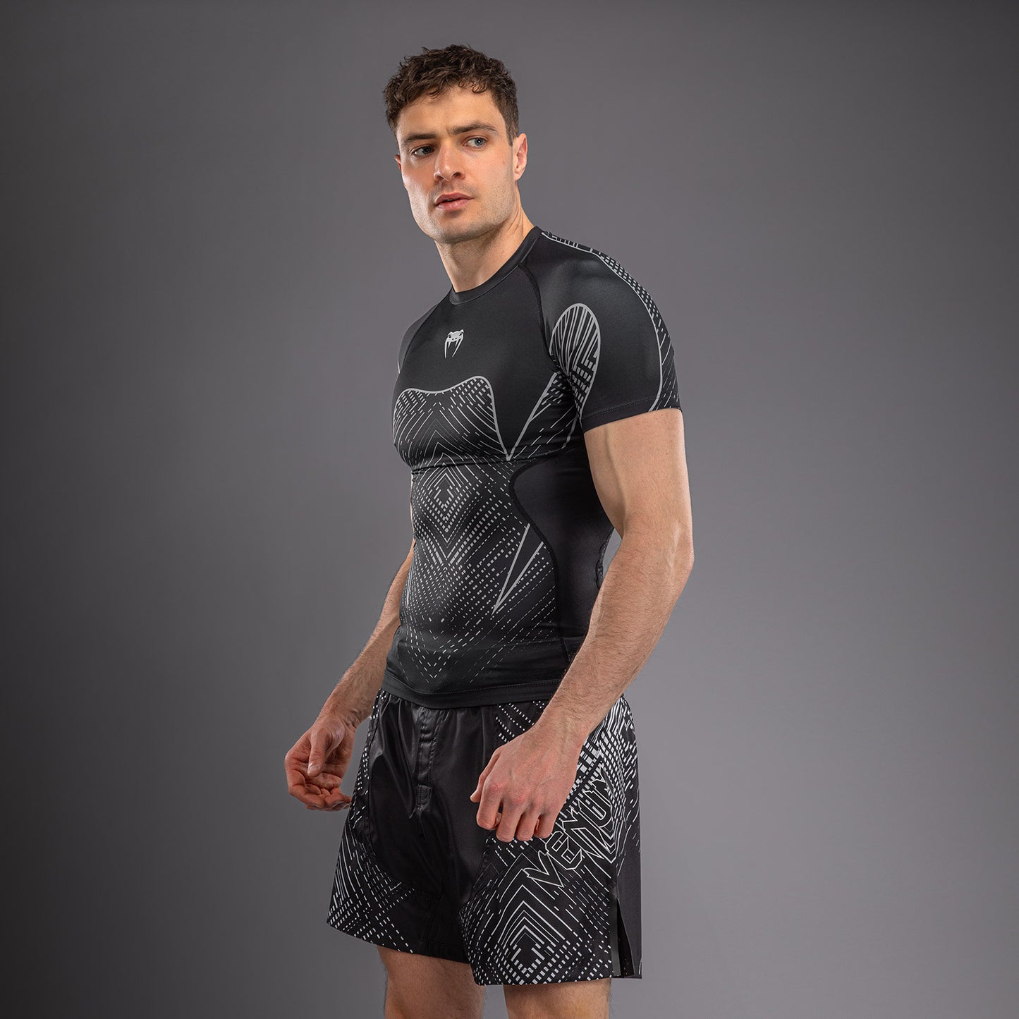 Venum Midnight Fury Short Sleeve Rashguard - Black/Grey/Silver