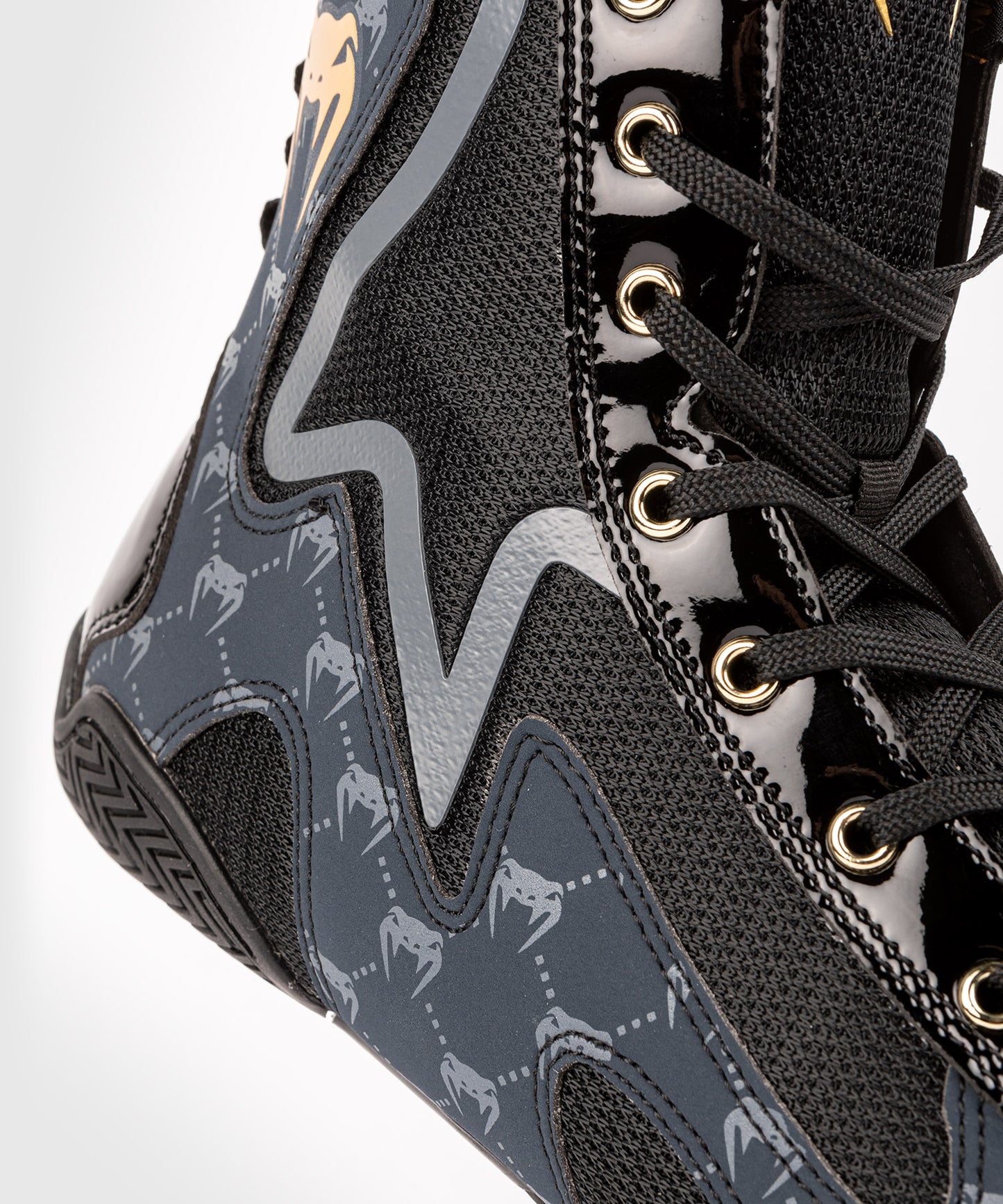 Venum Elite Evo Monogram Boxing Shoes – Black/Navy Blue