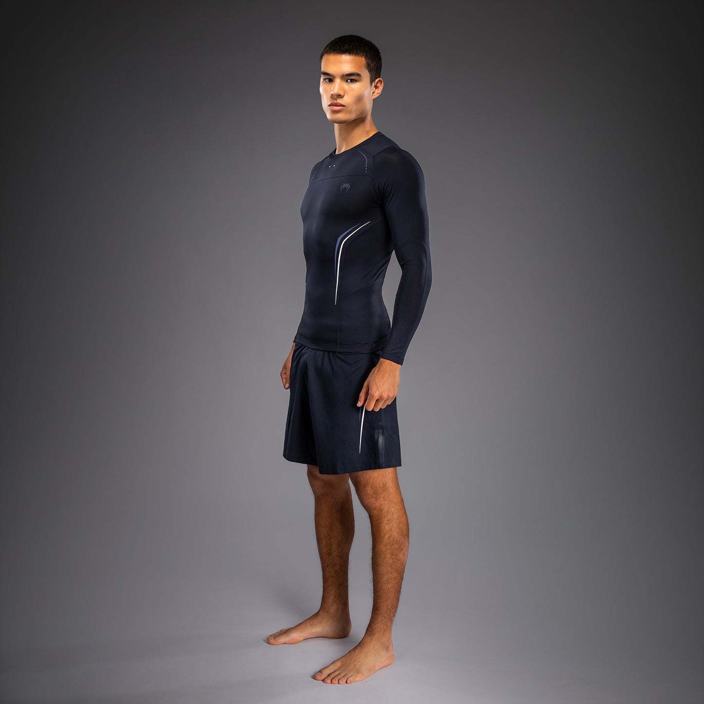Venum G-Core Long Sleeve Rashguard - Navy Blue/White