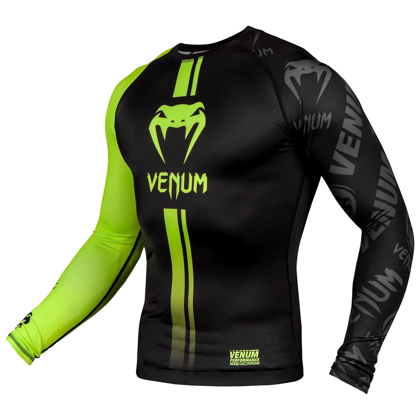 Venum Logos Rashguard - Long Sleeves - Black/Neo Yellow