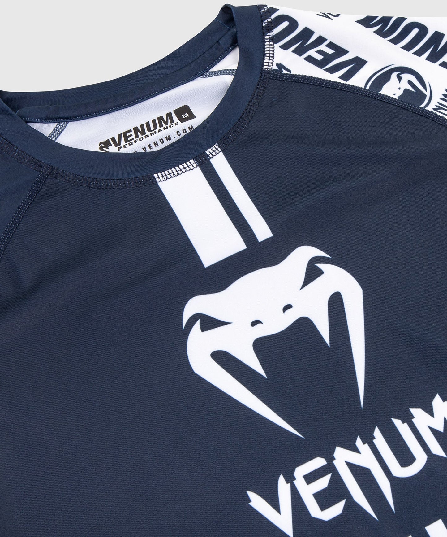 Venum Logos Rashguard - Short Sleeves - Navy Blue/White
