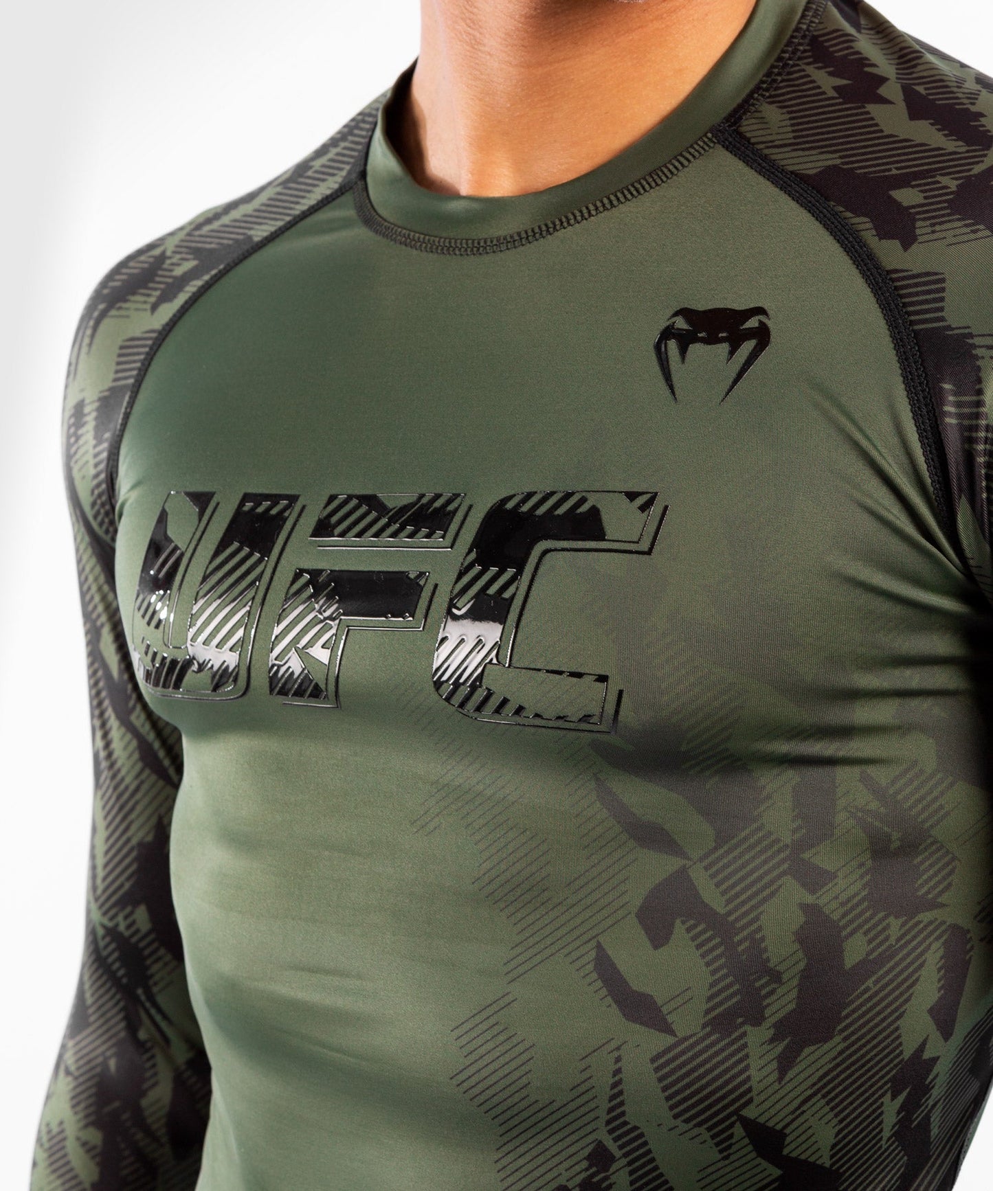 UFC Venum Authentic Fight Week Men's Performance Long Sleeve Rashguard - Khaki