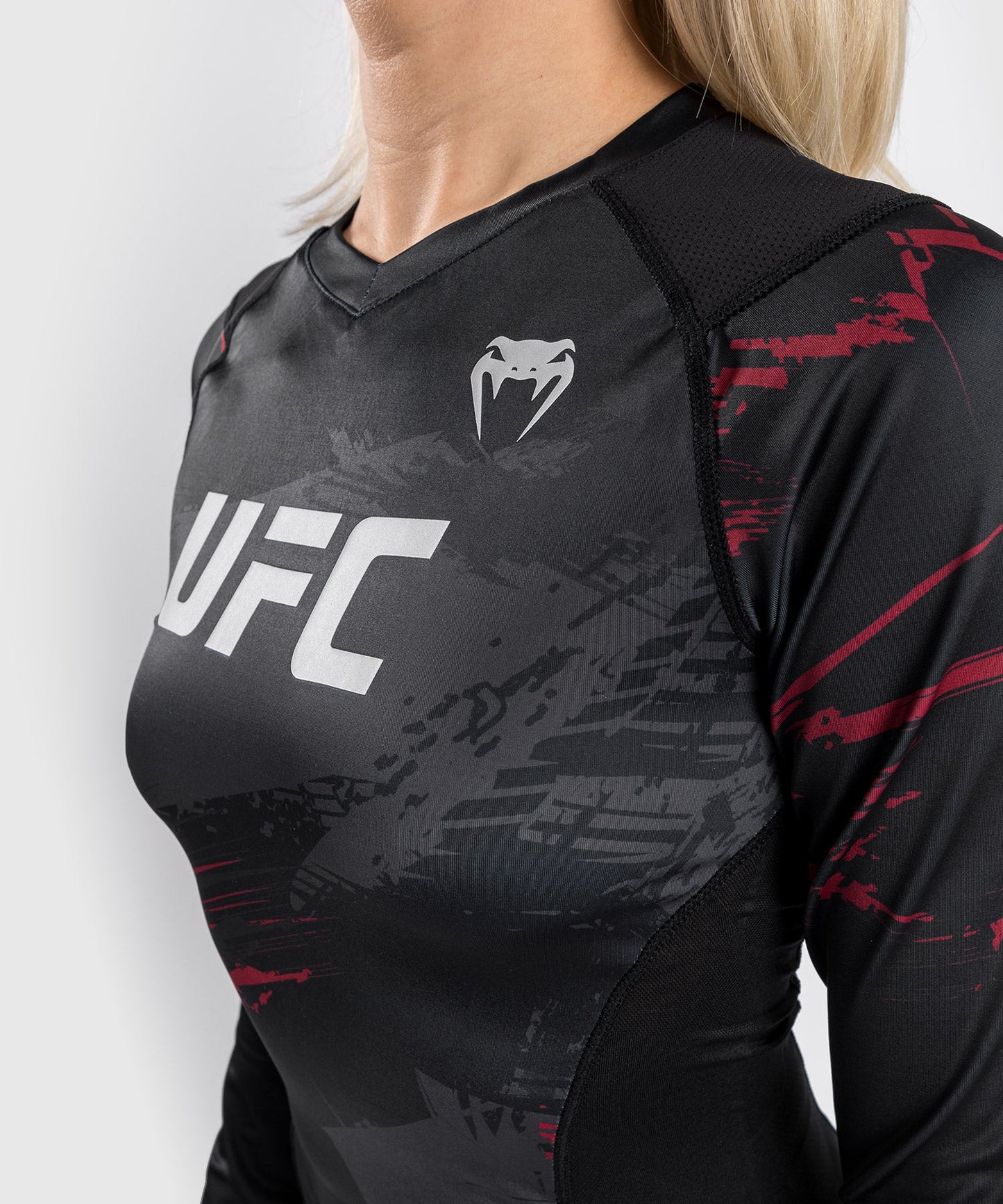 UFC Venum Authentic Fight Week 2.0 Women’s Performance Long Sleeve Rash Guard - Black/Red