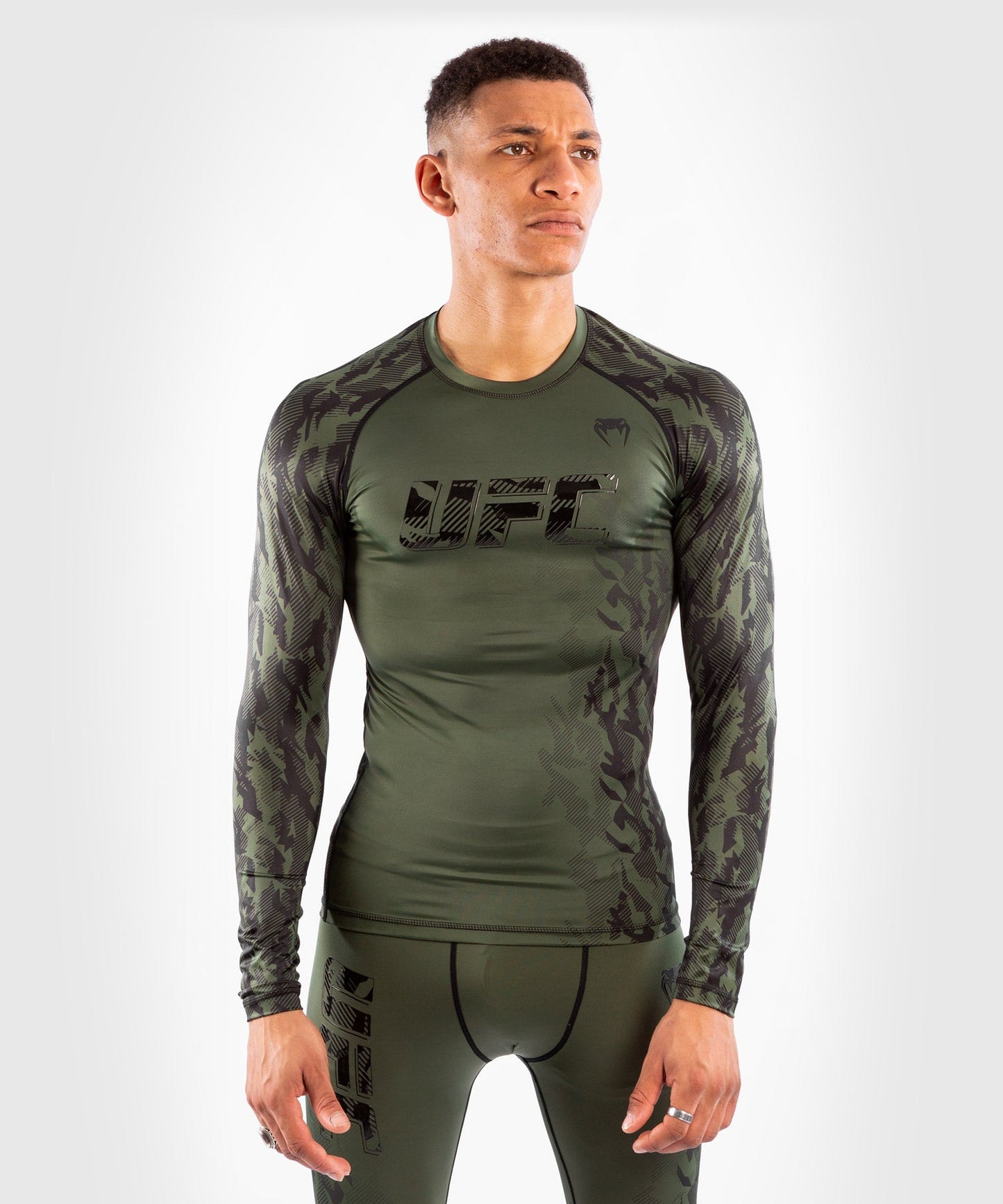UFC Venum Authentic Fight Week Men's Performance Long Sleeve Rashguard - Khaki