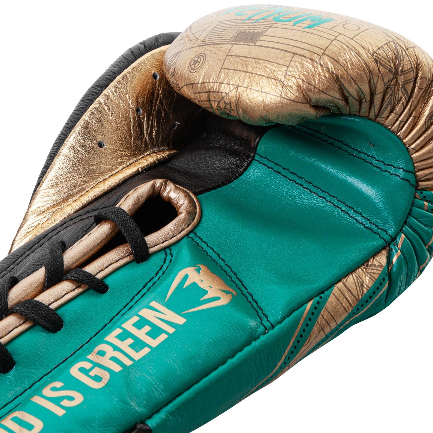 Venum Hammer Pro Boxing Gloves WBC Limited Edition - With Laces - Green Metallic/Gold