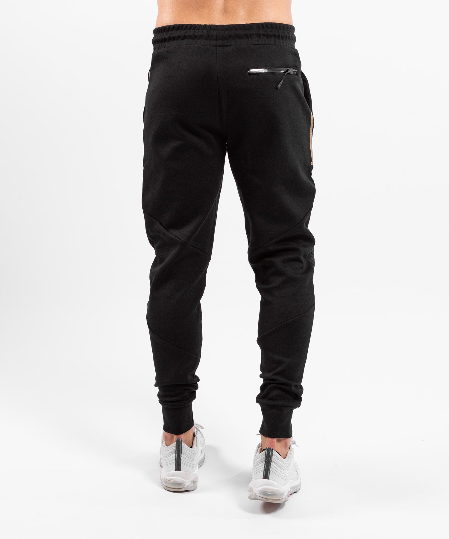 Black joggers with gold zippers cheap