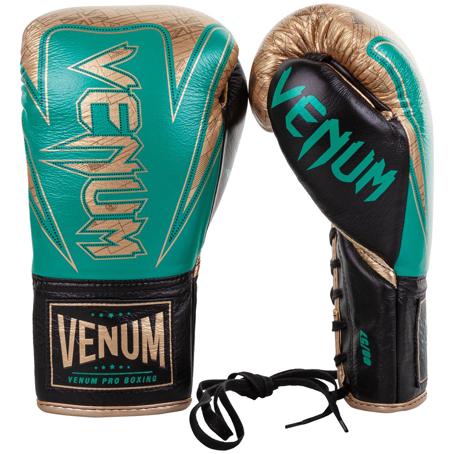 Venum Hammer Pro Boxing Gloves WBC Limited Edition - With Laces - Green Metallic/Gold