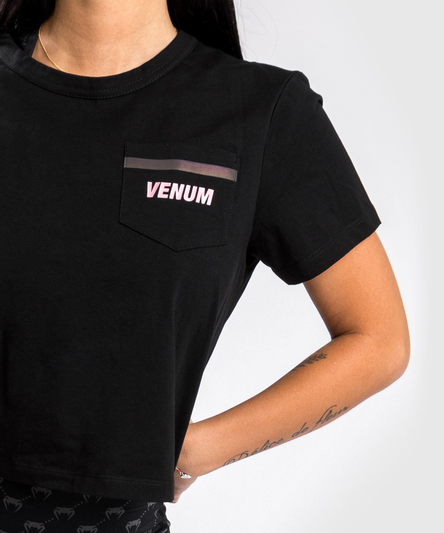 Venum Pink Pocket T-Shirt - For Women - Black/Pink Gold